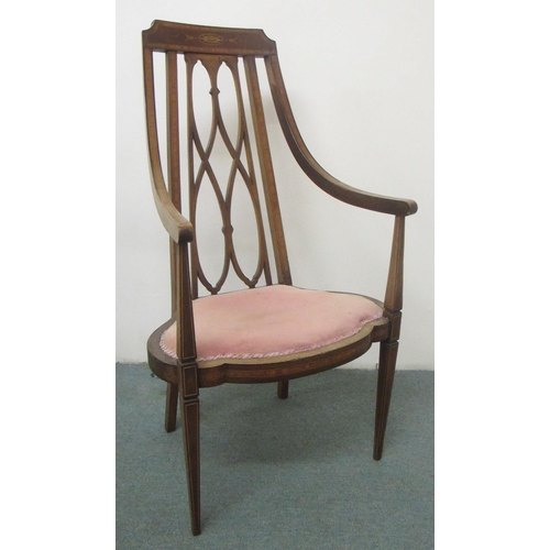 695 - An Edwardian mahogany inlaid parlour chair