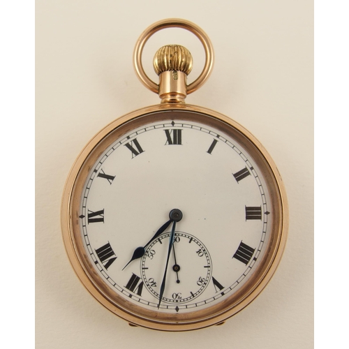 75 - A 9ct rose gold open faced pocket watch