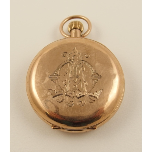 75 - A 9ct rose gold open faced pocket watch