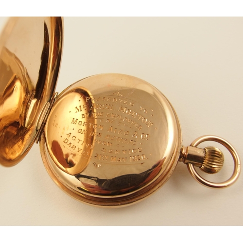 75 - A 9ct rose gold open faced pocket watch