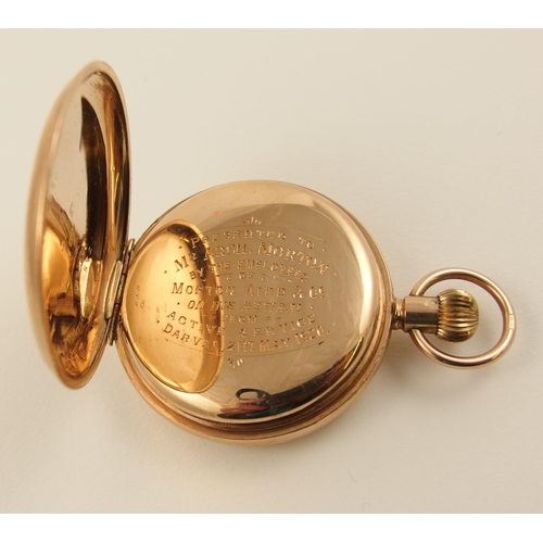 75 - A 9ct rose gold open faced pocket watch