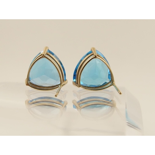 114 - A pair of blue topaz earrings