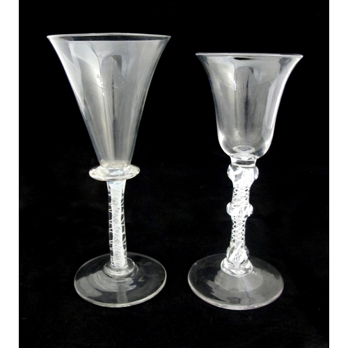 656 - Two 18th Century opaque twist wine glasses