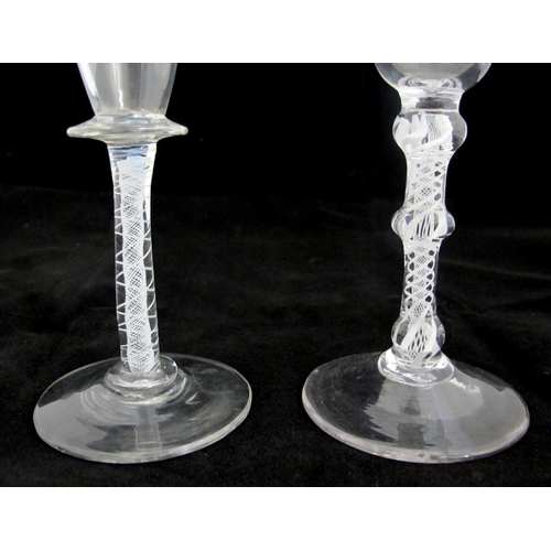 656 - Two 18th Century opaque twist wine glasses