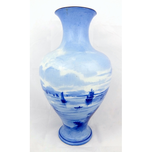 663 - Doulton Burslem blue and white vase