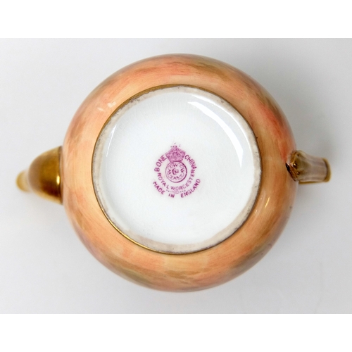 674 - A Royal Worcester fruit painted miniature teapot by Edward Townsend