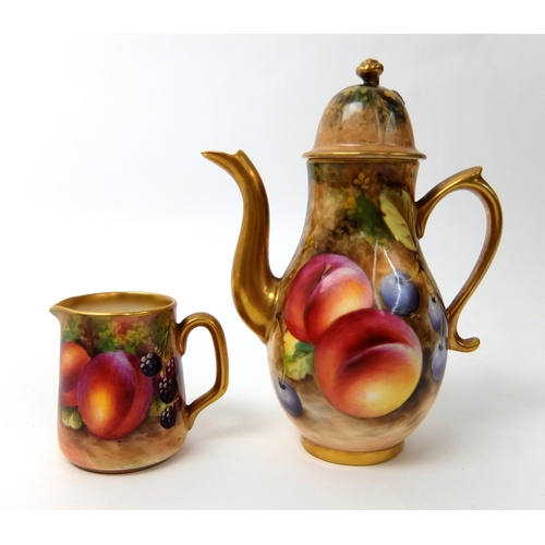 676 - A Fruit Worcester porcelain miniature coffee pot