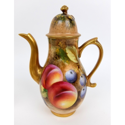 676 - A Fruit Worcester porcelain miniature coffee pot