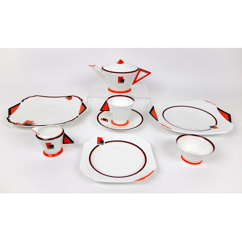 683 - A Shelley Mode Art Deco porcelain part set