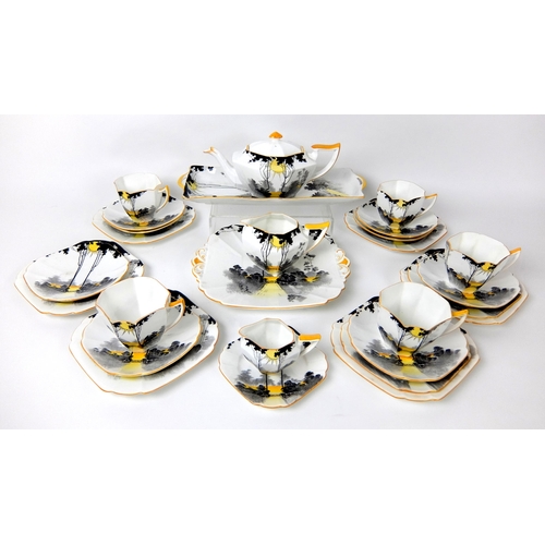 684 - A Shelley Queen Anne Art Deco porcelain tea set