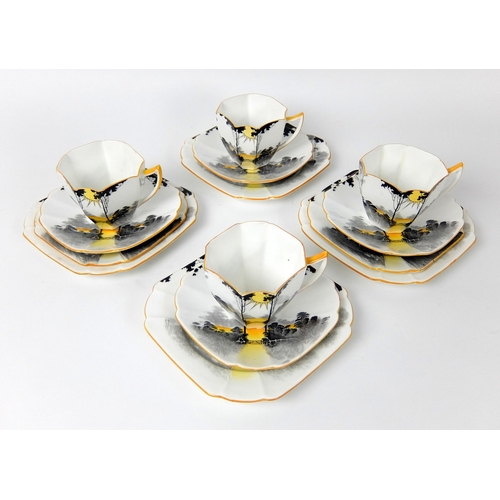 684 - A Shelley Queen Anne Art Deco porcelain tea set