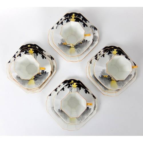 684 - A Shelley Queen Anne Art Deco porcelain tea set