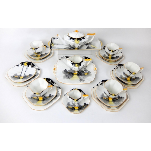 684 - A Shelley Queen Anne Art Deco porcelain tea set