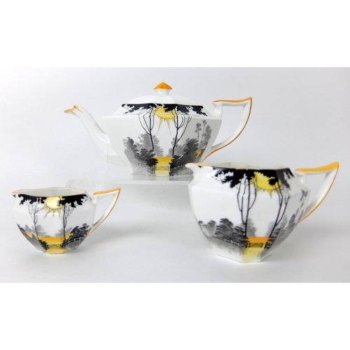 684 - A Shelley Queen Anne Art Deco porcelain tea set