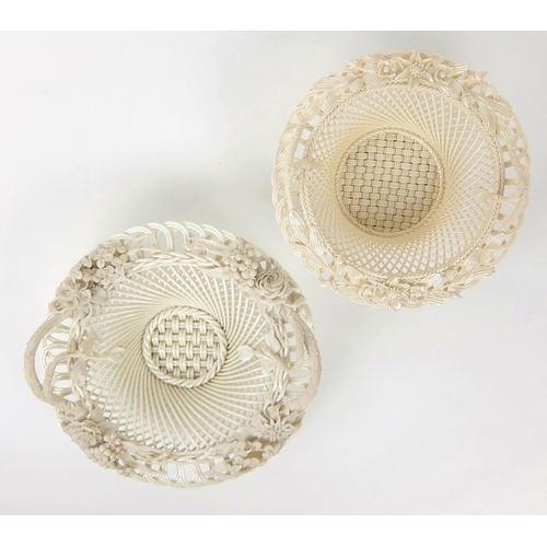 704 - Two Belleek porcelain baskets