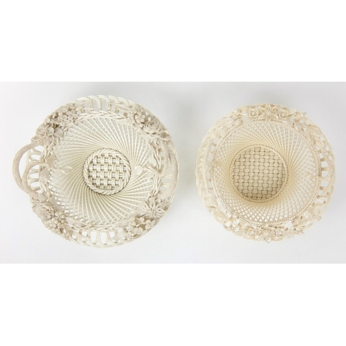 704 - Two Belleek porcelain baskets