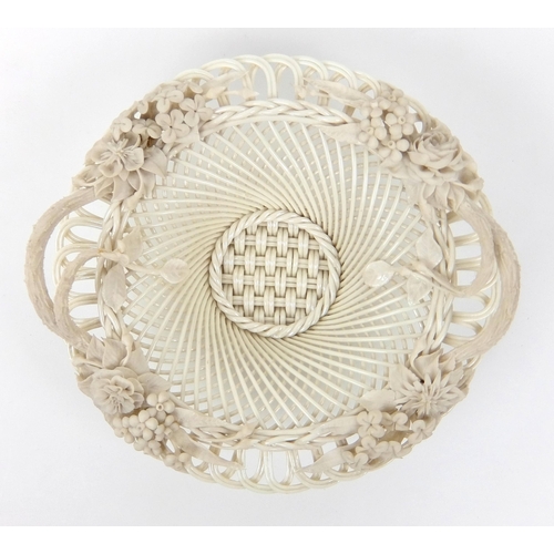 704 - Two Belleek porcelain baskets