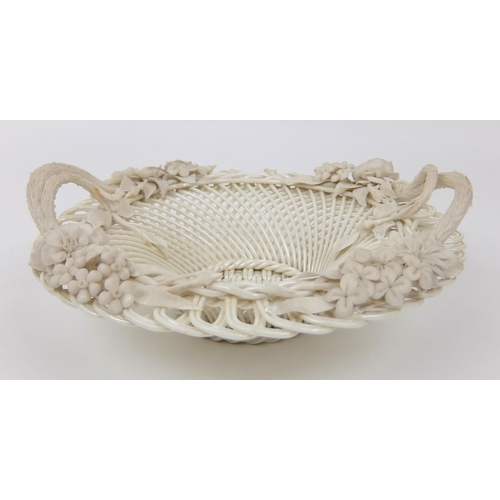 704 - Two Belleek porcelain baskets