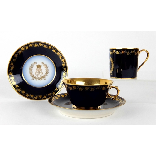 712 - A 19th Century cased Sevres porcelain coffee set