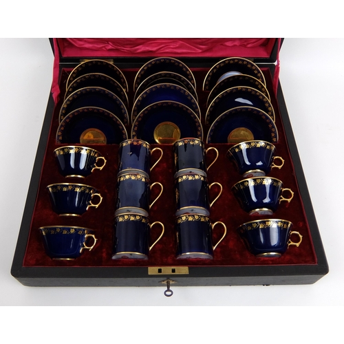 712 - A 19th Century cased Sevres porcelain coffee set