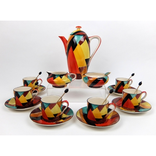 720 - A Susie Cooper Grays Pottery Art Deco hand painted coffee set