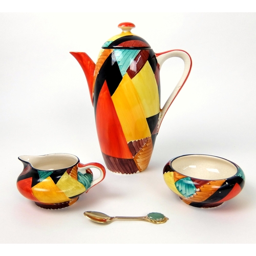 720 - A Susie Cooper Grays Pottery Art Deco hand painted coffee set