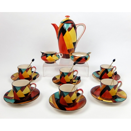 720 - A Susie Cooper Grays Pottery Art Deco hand painted coffee set