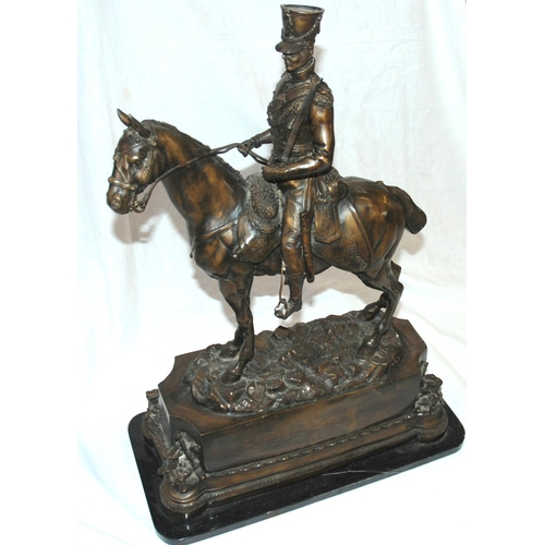 726 - After the antique  a bronze model of a Cavalry Officer on horseback