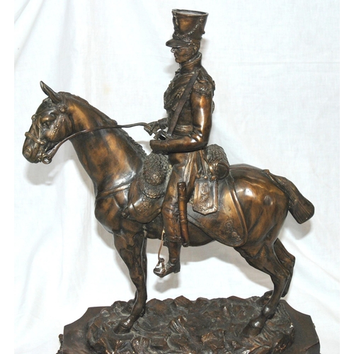 726 - After the antique  a bronze model of a Cavalry Officer on horseback