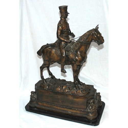 726 - After the antique  a bronze model of a Cavalry Officer on horseback