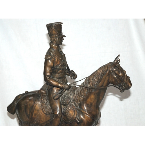 726 - After the antique  a bronze model of a Cavalry Officer on horseback