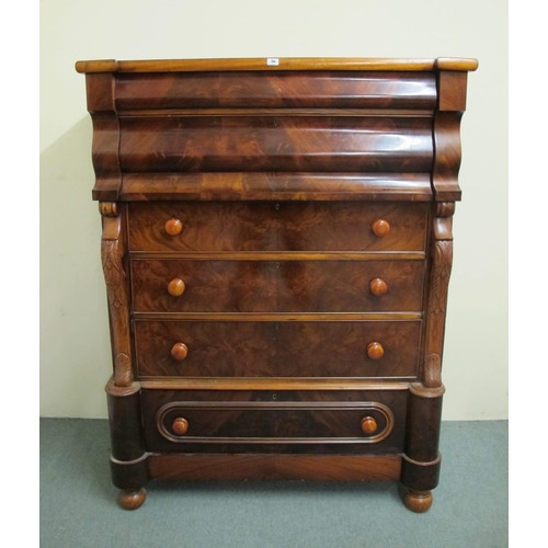 794 - A Victorian flame mahogany Ogee chest of drawers