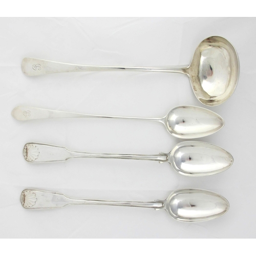 215 - A pair of George IV silver serving spoons by William Cunningham  Edinburgh 1827