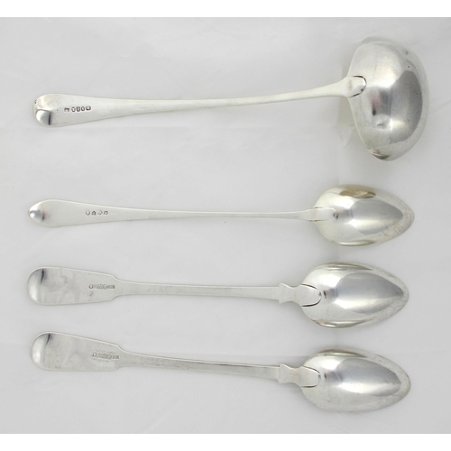 215 - A pair of George IV silver serving spoons by William Cunningham  Edinburgh 1827