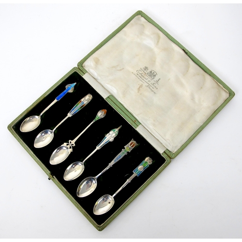 222 - A Harlequin set of six Art Nouveau silver teaspoons