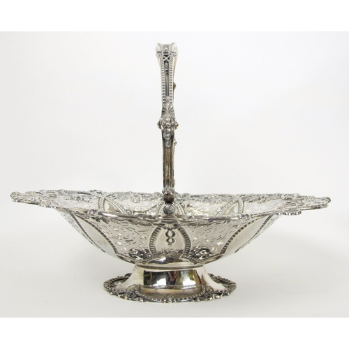 226 - A silver swing handled fruit basket by Roberts & Hall  Sheffield 1853