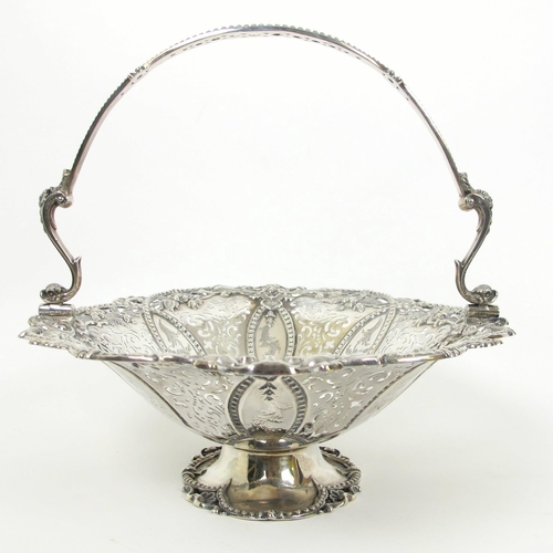 226 - A silver swing handled fruit basket by Roberts & Hall  Sheffield 1853