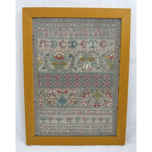 314 - A late 18th Century silk embroidered sampler