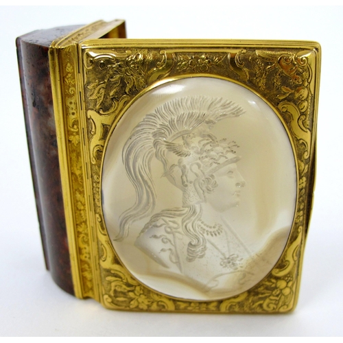 315 - An 18th Century gilt metal and agate portrait intaglio snuff box