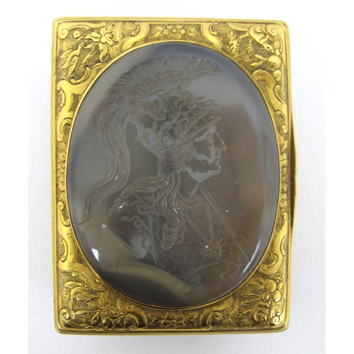 315 - An 18th Century gilt metal and agate portrait intaglio snuff box