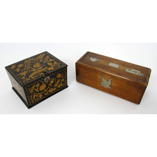 320 - A Georgian stained and decorated wood box and one other inlaid box