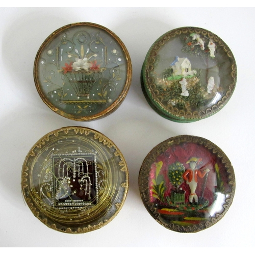 322 - A group of nine early 19th Century circular  trinket  snuff and pill boxes