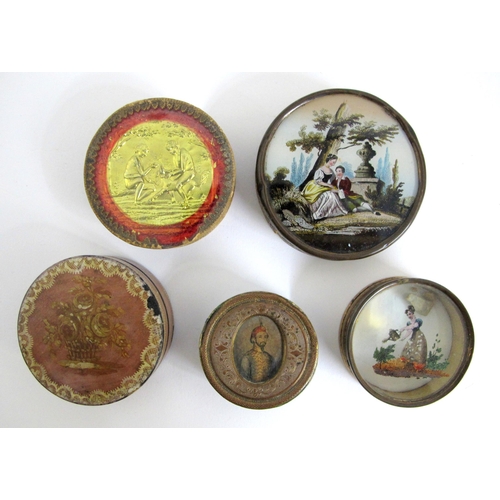 322 - A group of nine early 19th Century circular  trinket  snuff and pill boxes