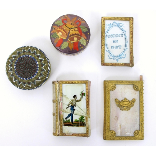 324 - Four 19th Century trinket boxes  snuff boxes and notebook