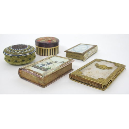 324 - Four 19th Century trinket boxes  snuff boxes and notebook