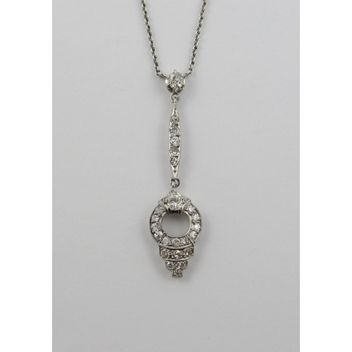 61 - A diamond set Art Deco pendant