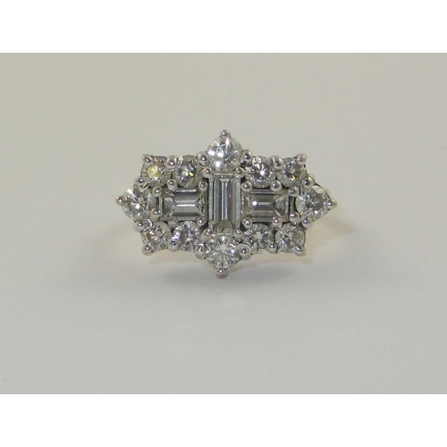 64 - A mixed cut diamond ring