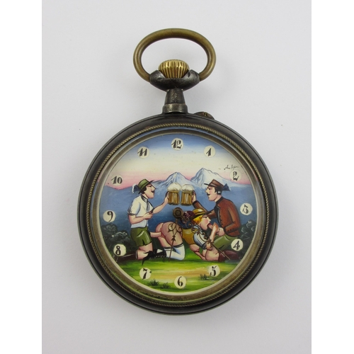 80 - A 20th century erotic automaton pocket watch.