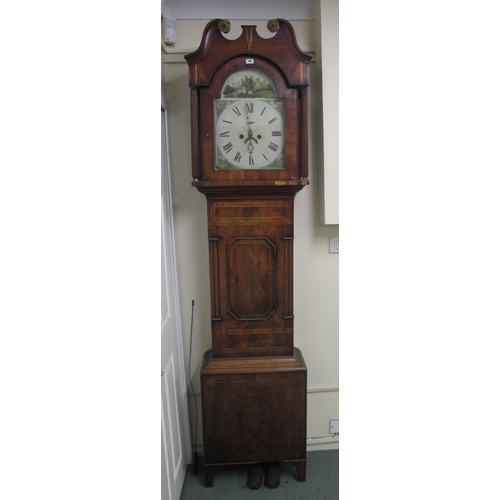 818 - A 19th Century mahogany inlaid eight day 'Yorkshire' longcase clock