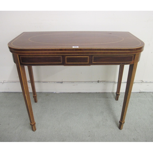 820 - A satinwood inlaid folding card table